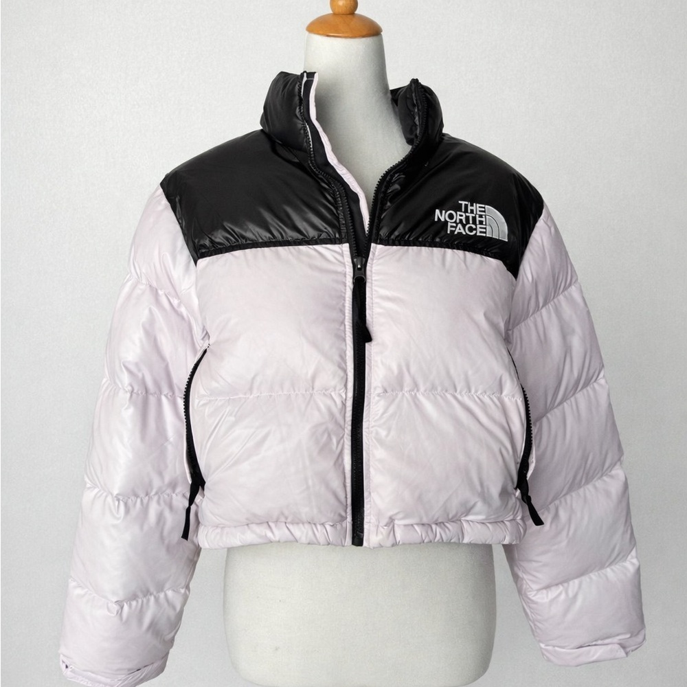 The North Face Women's Black and Light Purple Nuptse Short Jacket